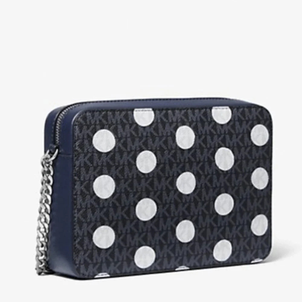 MICHAEL KORS Jet Set Large Polka Dot Signature Logo Crossbody Bag NWT - Picture 3 of 8